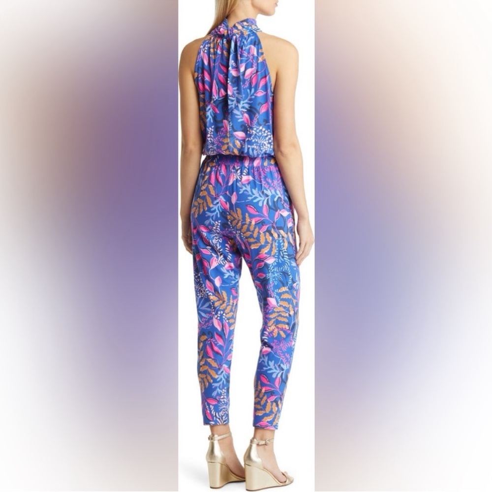 NWT $198 Lilly Pultizer Wyota Jumpsuit 009616 Medium Borealis Blue Absolute - Picture 3 of 5